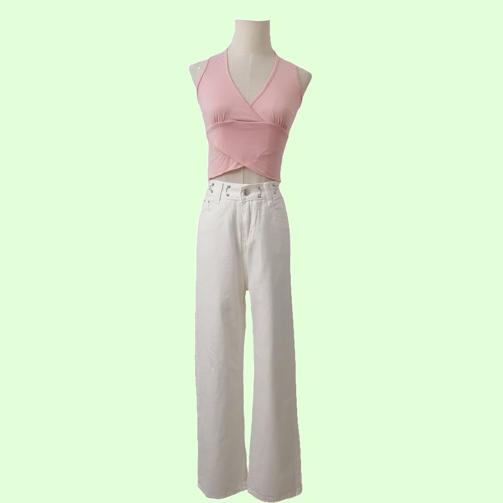 white high waist straight soft jeans